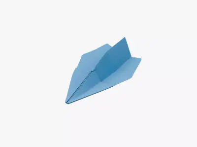 Paper Plane Blue Low-poly 3D model