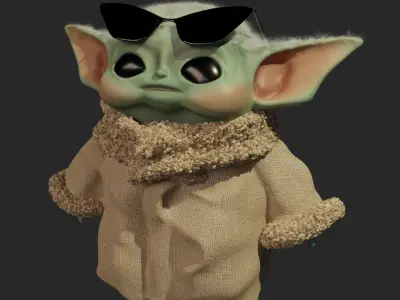 Baby Yoda - Grogu with glasses 3D model