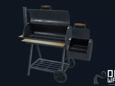 Barrel Grill - PBR Game Ready Low-poly 3D model