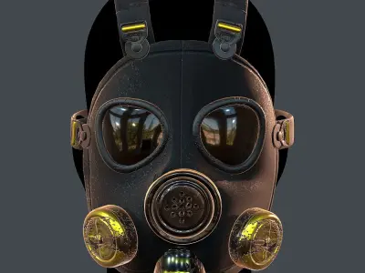 Gas mask helmet 3d model scifi Low-poly  Low-poly 3D model 19