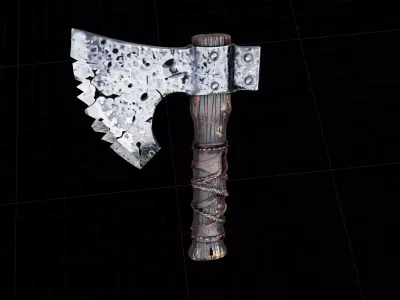 Enchanted Ice Axe for Fantasy RPGs Detailed PBR Weapon Asset Low-poly 3D model