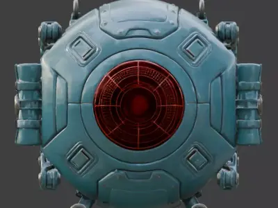 Realistic Sci-Fi Blue Sentry Drone 3D Model Low-poly 3D model