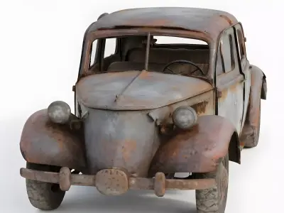 Classic Sedan Wreck 3D Model Low-poly 3D model