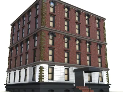 Street Building 3D Model Free low-poly 3D model
