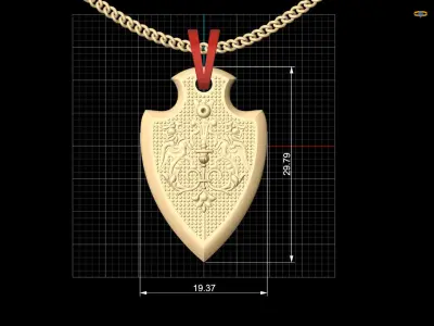 Shield  lion pendant silver  gold jewelry 3D printable model 3D print model