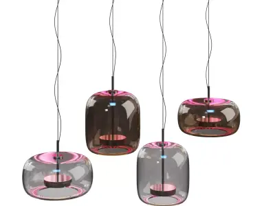 Glass Pendant Light Set 01 Free 3D model