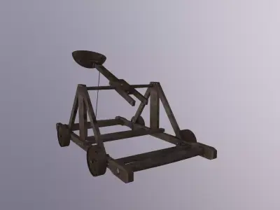 Catapult wooden cannon Low-poly 3D model by badqode