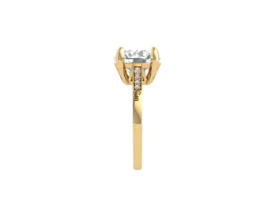 Solitaire Engagement Art Deco Ring 3D print model 64