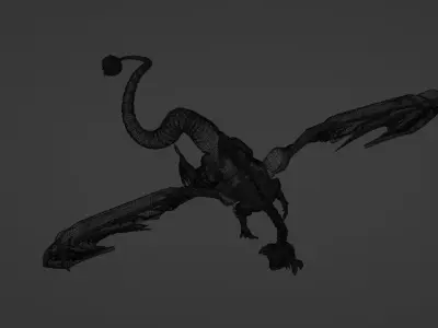 Abyssal Black Dragon Low-poly 3D model