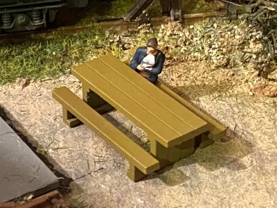 Model Railway Sleeper Picnic Table and Bench 3D print model