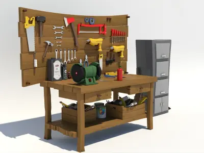Cartoon Hand Tool Set 3D model
