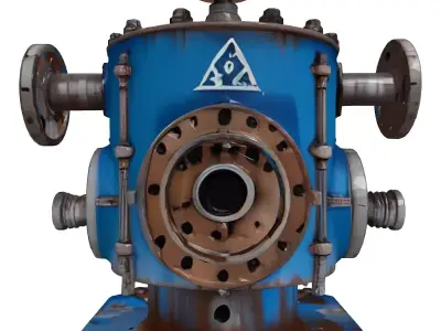 Rusty Industrial Machine Part Valve 3D model