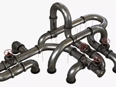 Clean Metal Pipes Low-poly 3D model