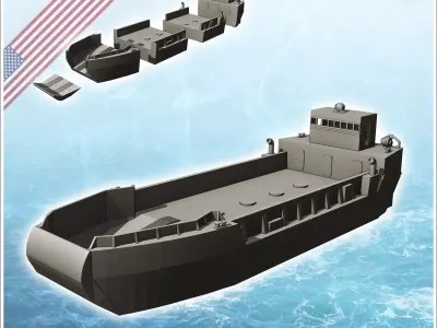LCM-8 variant transport river boat - Modern WW2 WW1 World War Di 3D print model