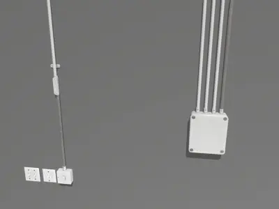 Metal Electric wall wires set Low-poly 3D model