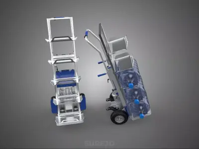 MOTORIZED HAND TRUCK ROLLING GALLON MINERAL WATER HOLDER BARROW 3D model