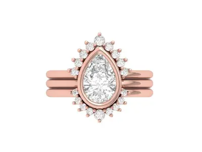 Pear SolitaireArt Deco Ring 3D print model shop