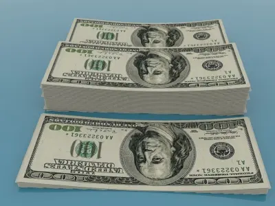 America Dollar 100 Currency Low-poly 3D model