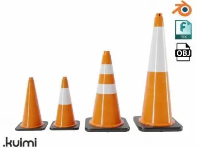 Road Cones and Barricades Vol 1 3D Model Pack