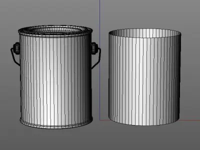 One pint paint can with metal handle  3D model
