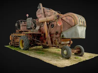 Old rusty combine harvester 3D model