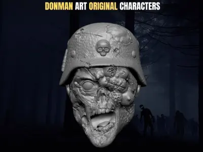 The Skin Ripper Army Head Collection for Action Figures 3D print model