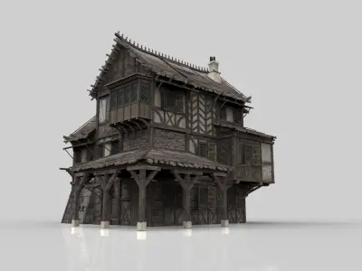 Medieval house fantasy 13 Low-poly 3D model