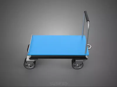INDUSTRIAL PLATFORM DOLLY CART TROLLEY PALLET BARROW TRANSPORT 4 3D model