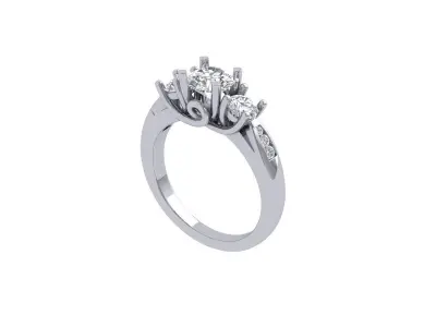 3 Stone Art Deco Ring 3D print model get