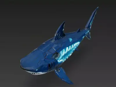 Deep Blue Cyber Shark Low-poly 3D model