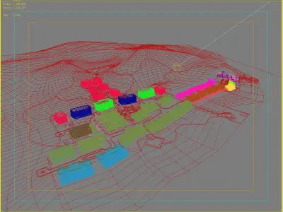 Architecture town in middle of field 3D model