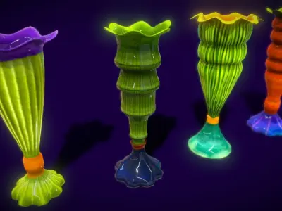Colection Cander Cups Low-poly 3D model