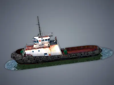 Tugboat Low-poly 3D model