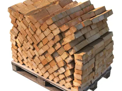 Pallet with red bricks 3D model