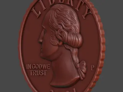 Quarter Dollar 3D model 3D print model