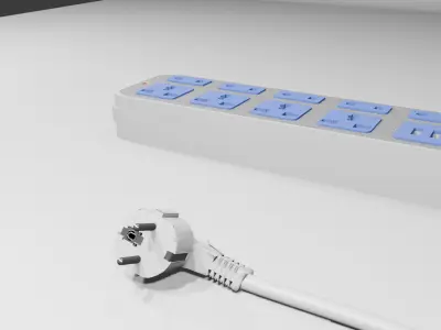 Electricity power strip distributor plug prop Low-poly 3D model
