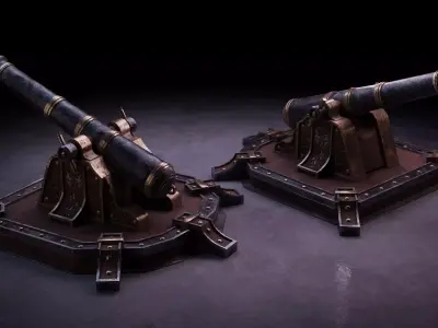 Old Cannon Low-poly 3D model order
