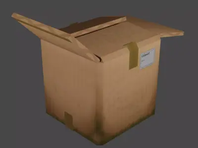 realistic stylized cardboard box Low-poly 3D model