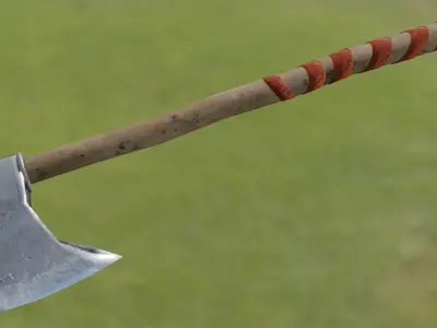 Battle Axe Low-poly 3D model 20