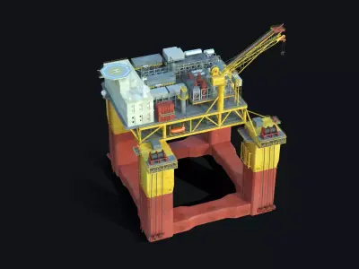 Semi-Submersible Production Rig 3D model