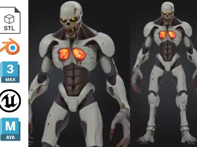 Bio Mech Zombie Low-poly 3D model
