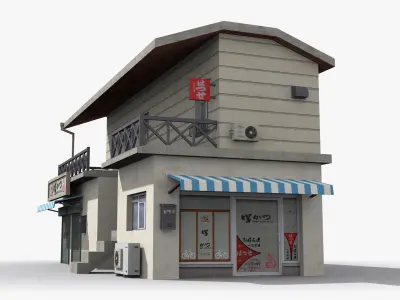 Japanese House x5 Low-poly 3D model