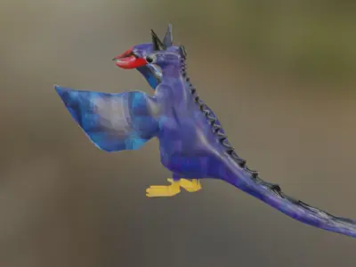 dinosaur toy bird flying in air 3D model