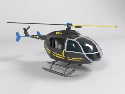 helicopter cartoon lowpoly Low-poly 3D model
