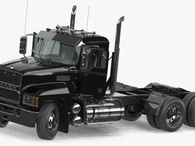 Mack Commercial Truck Black Rigged 3D model