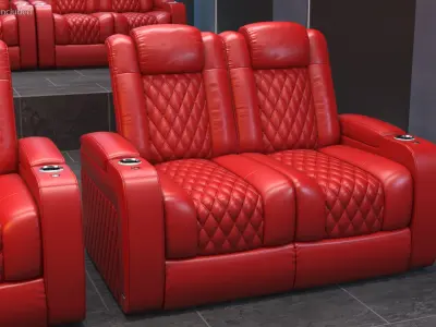  Red Home Theater Double Chair 