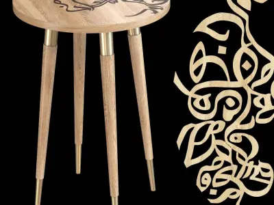 Wooden Side Table Islamic 3D model