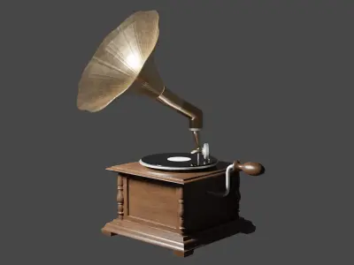 Antique Gramophone Low-poly 3D model
