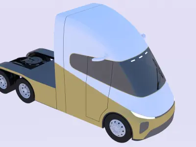 Future semitruck and Tesla Robovan 3D Model Pack
