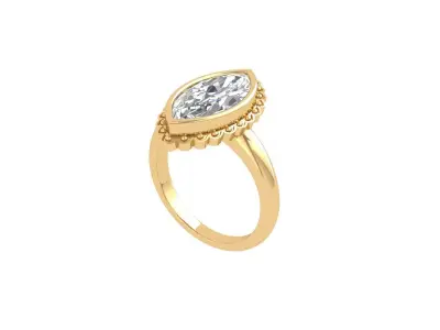 Marquise Solitaire Ring 3D print model 7
